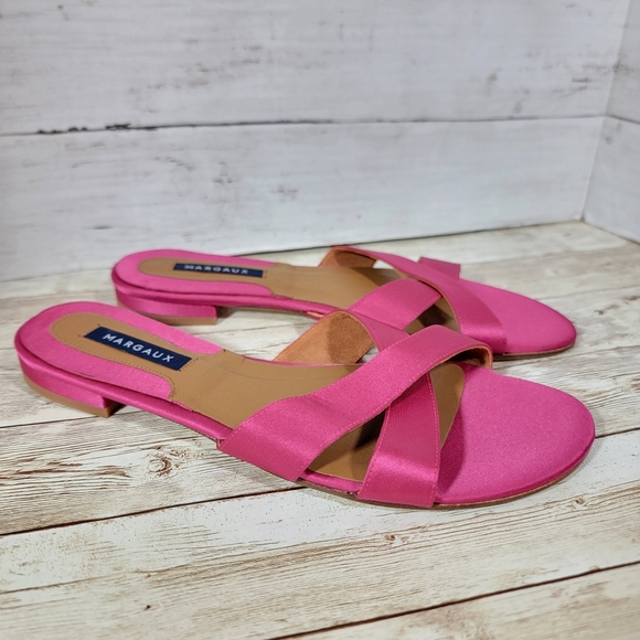 Margaux NWOB The Slide Sandals in pink orchid satin EU 38 - Picture 3 of 11